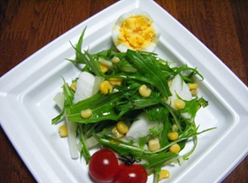 長芋と水菜の伊予柑サラダ